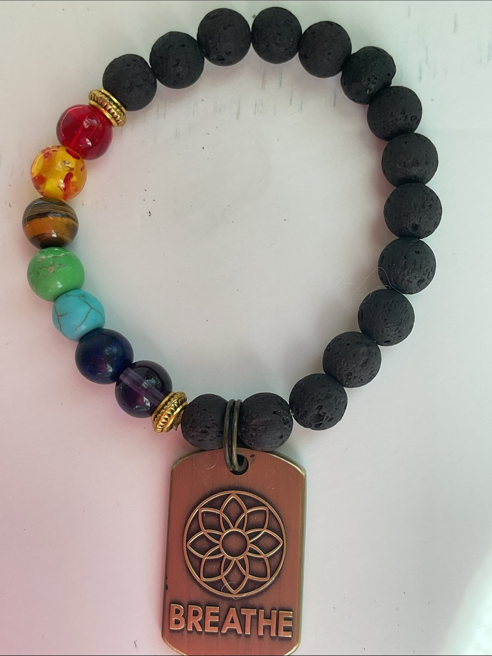 Bragaboutit Colorful Beaded Bracelet with Breathe Charm.